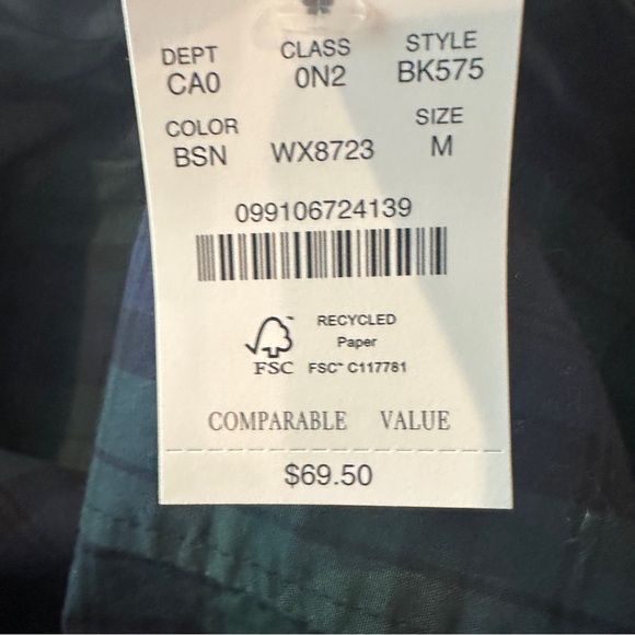 NWT J.Crew Factory Christmas Green Black Watch Plaid Poplin Button Down Shirt M - Picture 8 of 8